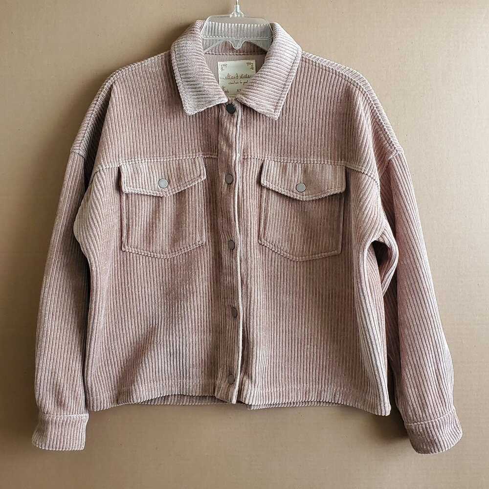 Altar’d State Women’s Beige Corduroy Buttoned Jacket Size XS Oversized Style